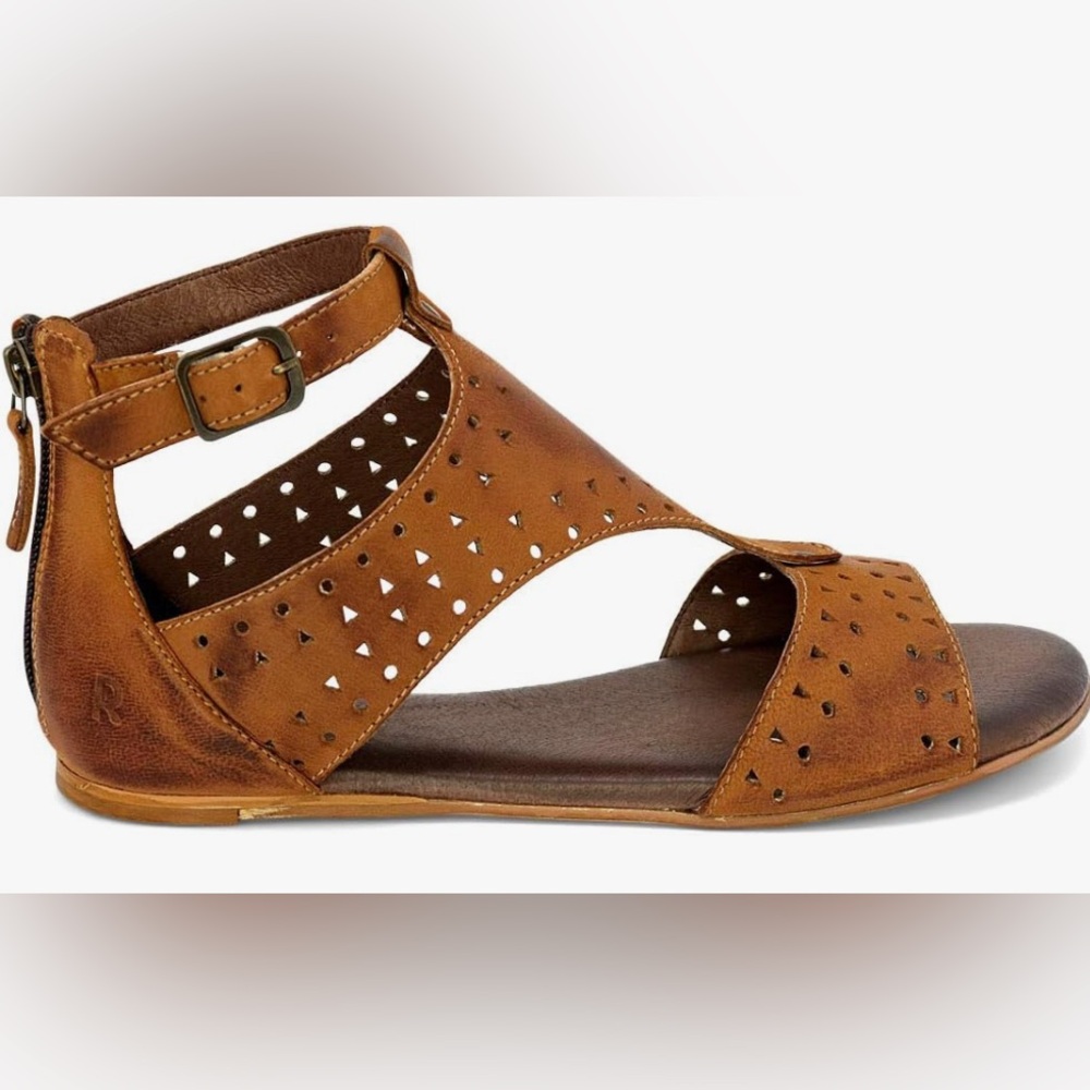 Bed Stu Roan Kit Cutout Bosco Tan Leather Sandals Size 7 NIB